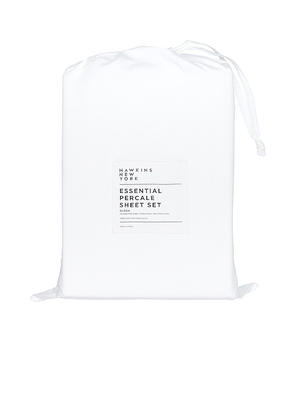 HAWKINS NEW YORK Essential Percale Bedding Queen Sheet Set in White.