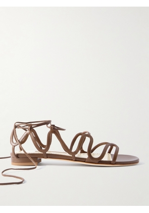 Manolo Blahnik - Fawdaflat Leather Sandals - Brown - IT36,IT36.5,IT37,IT37.5,IT38,IT38.5,IT39,IT39.5,IT40,IT40.5,IT41,IT41.5,IT42
