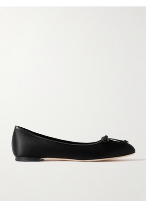 Manolo Blahnik - Verallim 10 Bow-detailed Leather-trimmed Satin Ballet Flats - Black - IT36,IT36.5,IT37,IT37.5,IT38,IT38.5,IT39,IT39.5,IT40,IT40.5,IT41,IT41.5,IT42