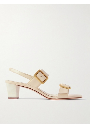 Manolo Blahnik - Thalitsli 50 Buckled Leather Slingback Sandals - Cream - IT36,IT36.5,IT37,IT37.5,IT38,IT38.5,IT39,IT39.5,IT40,IT40.5,IT41,IT41.5,IT42