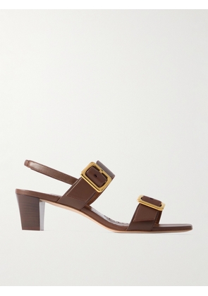 Manolo Blahnik - Thalitsli 50 Buckled Leather Slingback Sandals - Brown - IT36,IT36.5,IT37,IT37.5,IT38,IT38.5,IT39,IT39.5,IT40,IT40.5,IT41,IT41.5,IT42