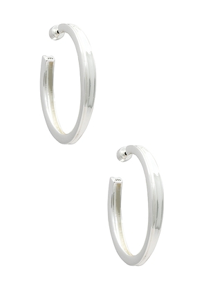 Jenny Bird Slim Doune Hoops in Metallic Silver.