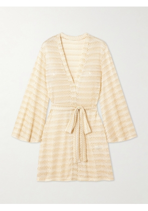 Melissa Odabash - Anna Belted Metallic Crocheted Coverup - Yellow - x small,small,medium,large,x large