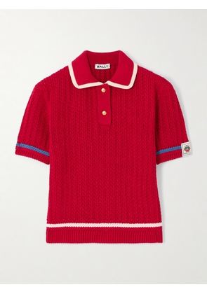 BALLY - Striped Open-knit Cotton Polo Shirt - Red - IT36,IT38,IT40,IT42,IT44,IT46,IT48