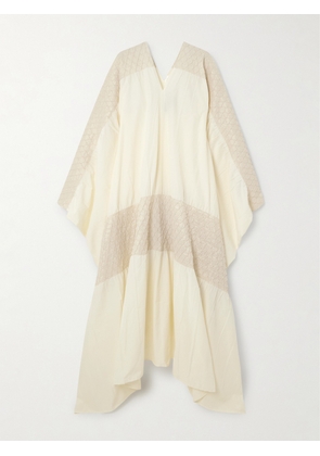 Dima Ayad - Metallic Textured-knit And Poplin Kaftan - Cream - One size