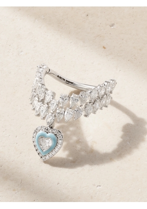 Kamyen - Heart Of The Ocean 18-karat White Gold, Diamond And Enamel Ring - Silver - 6,7