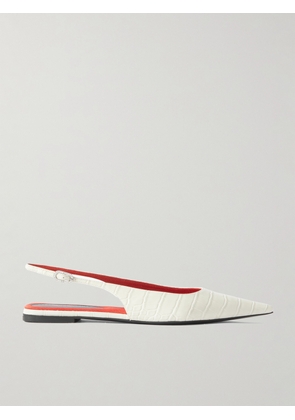 Stella McCartney - Elsa Recycled Croc-effect Slingback Flats - White - IT36,IT36.5,IT37,IT37.5,IT38,IT38.5,IT39,IT39.5,IT40,IT41
