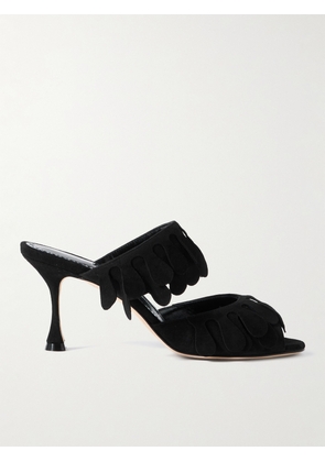 Manolo Blahnik - Kelna 70 Fringed Suede Sandals - Black - IT36,IT36.5,IT37,IT37.5,IT38,IT38.5,IT39,IT39.5,IT40,IT40.5,IT41,IT41.5,IT42