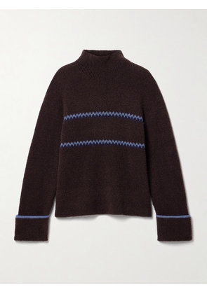 Proenza Schouler White Label - Anne Fair Isle Merino Wool-blend Bouclé Turtleneck Sweater - Brown - x small,small,medium,large,x large