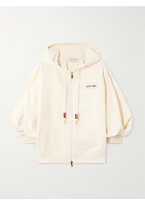 Moncler - Hooded Intarsia-knit Cotton-jersey Cardigan - Cream - x small,small,medium,large,x large