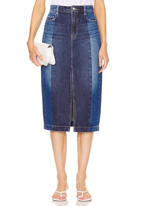 GRLFRND Robin Seamed Tonal Midi Skirt in Denim-Medium. Size 24. Also in 23.