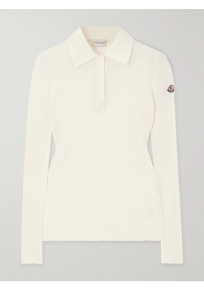 Moncler - Ribbed Cotton-blend Polo Shirt - Off-white - xx small,x small,small,medium,large,x large,xx large