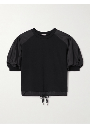 Moncler - Appliquéd Shell-trimmed Cotton-jersey T-shirt - Black - x small,small,medium,large,x large