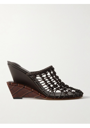 Jacquemus - Double Tressées Knotted Leather Wedge Mules - Brown - FR35,FR36,FR37,FR38,FR39,FR40,FR41