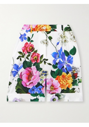 Dolce & Gabbana - Floral-print Cotton-poplin Shorts - White - IT36,IT38,IT40,IT42,IT44,IT46,IT48,IT50