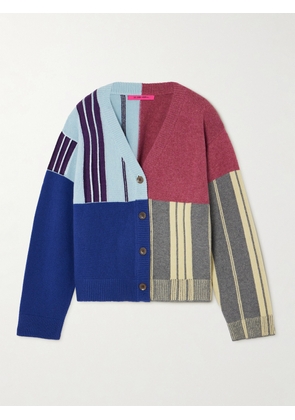The Elder Statesman - Color-block Striped Cashmere Cardigan - Blue - x small,small,medium,large