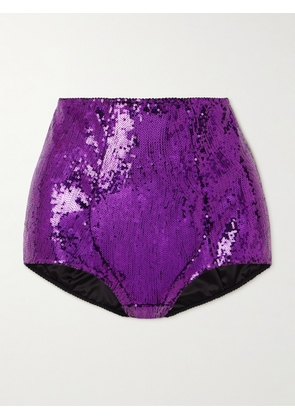 Dolce & Gabbana - Sequined Tulle Briefs - Purple - 1,2,3,4