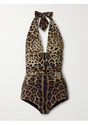 Dolce & Gabbana - Leopard-print Halterneck Swimsuit - Animal print - 1,2,3,4,5