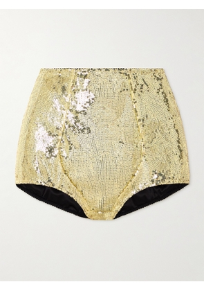Dolce & Gabbana - Sequined Tulle Briefs - Gold - 1,2,3,4