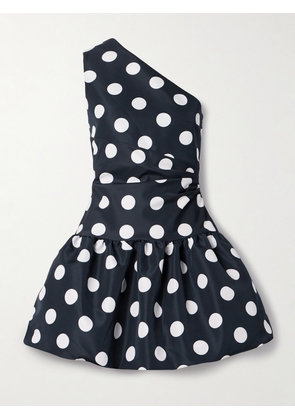 Patou - One-shoulder Polka-dot Faille Mini Dress - Blue - FR 34,FR 36,FR 38,FR 40,FR 42,FR 44