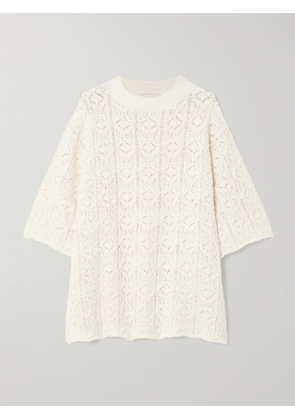 Loulou de Saison - Antila Crocheted Cotton-blend Chenille T-shirt - Ivory - x small,small,medium,large,x large