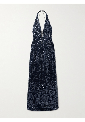 16ARLINGTON - Eima Sequined Tulle Halterneck Gown - Blue - UK 4,UK 6,UK 8,UK 10,UK 12,UK 14,UK 16