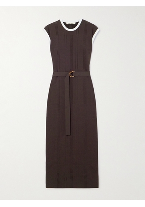 Wales Bonner - Rhyme Belted Pointelle-knit Midi Dress - Brown - x small,small,medium,large,x large
