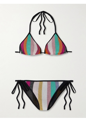 Missoni - Mare Striped Metallic Ribbed Crochet-knit Triangle Bikini - Multi - IT36,IT38,IT40,IT42,IT44,IT46,IT48