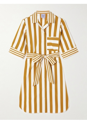 Thierry Colson - Zouka Belted Striped Cotton-poplin Mini Dress - Brown - x small,small,medium,large,x large