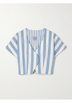 Thierry Colson - Bianca Striped Cotton-poplin Top - Blue - x small,small,medium,large,x large