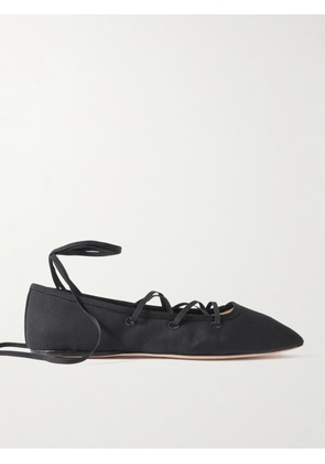 Loeffler Randall - Louisa Lace-up Faille Ballet Flats - Black - US5,US5.5,US6,US6.5,US7,US7.5,US8,US8.5,US9,US9.5,US10,US10.5,US11,US11.5,US12