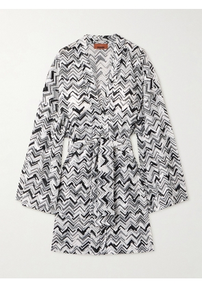 Missoni - Belted Striped Crochet-knit Robe - Black - x small,small,medium,large