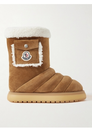 Moncler - Gaia Shearling-trimmed Quilted Suede Boots - Brown - IT36,IT37,IT38,IT39,IT40,IT41
