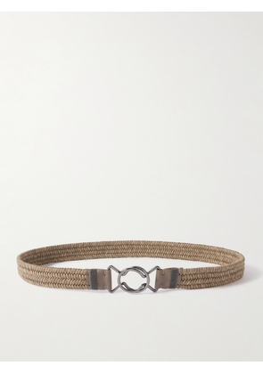 Brunello Cucinelli - Bead-embellished Leather-trimmed Braided Cotton-blend Belt - Neutrals - S,M,L
