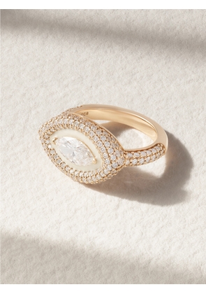 Kamyen - 18-karat Rose Gold, Diamond And Enamel Pinky Ring - White - 3,4