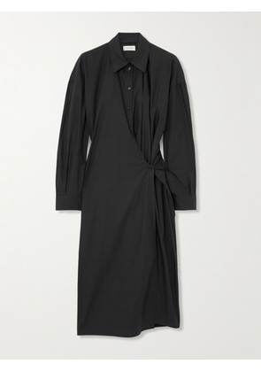 LEMAIRE - Wrap-effect Cotton-poplin Midi Shirt Dress - Black - FR 34,FR 36,FR 38,FR 40,FR 42