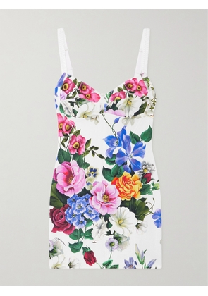 Dolce & Gabbana - Floral-print Woven Mini Dress - White - IT36,IT38,IT40,IT42,IT44,IT46,IT48,IT50