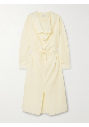 LEMAIRE - Asymmetric Belted Cotton-crepe Midi Dress - Yellow - FR 34,FR 36,FR 38,FR 40