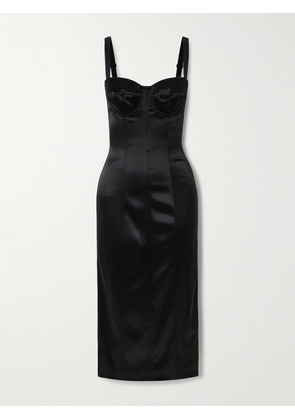 Dolce & Gabbana - Satin Bustier Midi Dress - Black - IT36,IT38,IT40,IT42,IT44,IT46,IT48,IT50