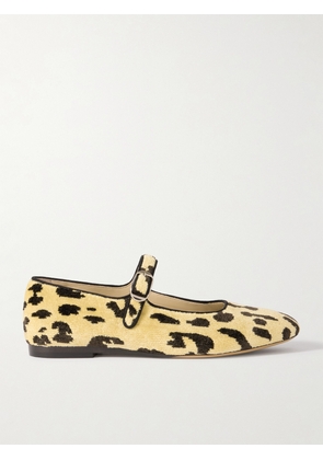 Le Monde Béryl - Stella Leopard-print Ribbed Velvet Mary Jane Ballet Flats - Animal print - IT35,IT35.5,IT36,IT36.5,IT37,IT37.5,IT38,IT38.5,IT39,IT39.5,IT40,IT40.5,IT41,IT41.5,IT42