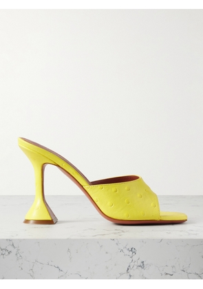 Amina Muaddi - Lupita Ostrich-effect Leather Mules - Yellow - IT36,IT36.5,IT37,IT37.5,IT38,IT38.5,IT39,IT39.5,IT40,IT40.5,IT41,IT42