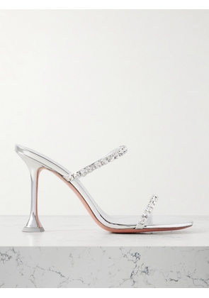 Amina Muaddi - Gigi Crystal-embellished Mirrored-leather Mules - Silver - IT36,IT36.5,IT37,IT37.5,IT38,IT38.5,IT39,IT39.5,IT40,IT40.5,IT41,IT41.5,IT42