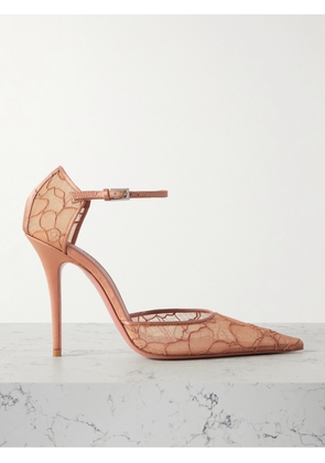 Amina Muaddi - Barbara Satin-trimmed Corded Lace Pumps - Neutrals - IT36,IT36.5,IT37,IT37.5,IT38,IT38.5,IT39,IT39.5,IT40,IT40.5,IT41,IT41.5