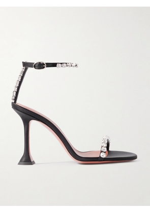 Amina Muaddi - Gigi Crystal-embellished Satin Sandals - Black - IT36,IT36.5,IT37,IT37.5,IT38,IT38.5,IT39,IT39.5,IT40,IT40.5,IT41,IT41.5,IT42