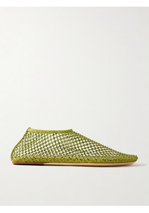 Christopher Esber - Minette Crystal-embellished Mesh Ballet Flats - Green - IT35,IT36,IT37,IT38,IT39,IT40,IT41