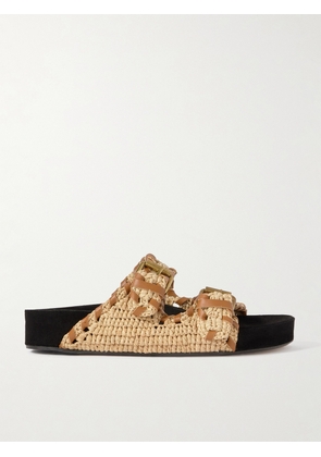 Isabel Marant - Lennyo Leather-trimmed Woven Raffia Sandals - Neutrals - FR36,FR37,FR38,FR39,FR40,FR41