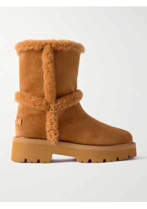 Aquazzura - Teddi Shearling-trimmed Suede Ankle Boots - Brown - IT35,IT35.5,IT36,IT36.5,IT37,IT37.5,IT38,IT38.5,IT39,IT39.5,IT40,IT40.5,IT41,IT41.5