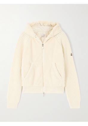Moncler - Hooded Fleece And Ribbed Wool Jacket - Cream - xx small,x small,small,medium,large,x large