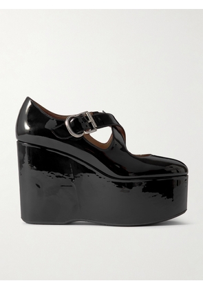 Alaïa - 110 Patent-leather Platform Wedge Mary Jane Pumps - Black - IT35,IT36,IT37,IT38,IT39,IT40,IT41