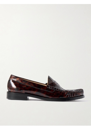 Stuart Weitzman - Lottie Tortoiseshell Patent-leather Loafers - US5,US5.5,US6,US6.5,US7,US7.5,US8,US8.5,US9,US9.5,US10,US10.5,US11,US11.5,US12